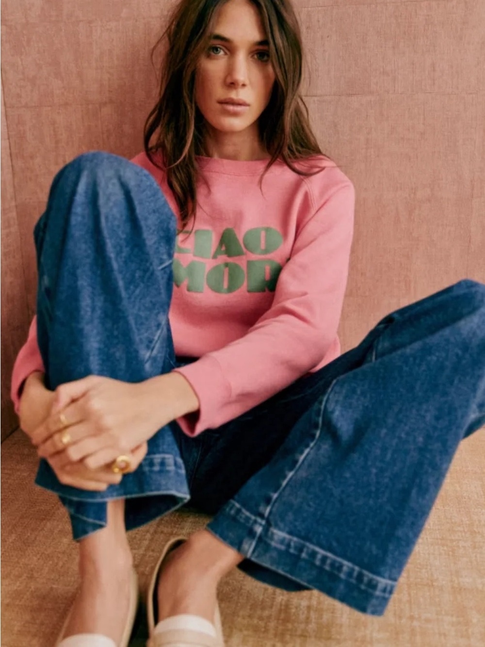 Sézane Ciao Amore Sweatshirt in pink size M